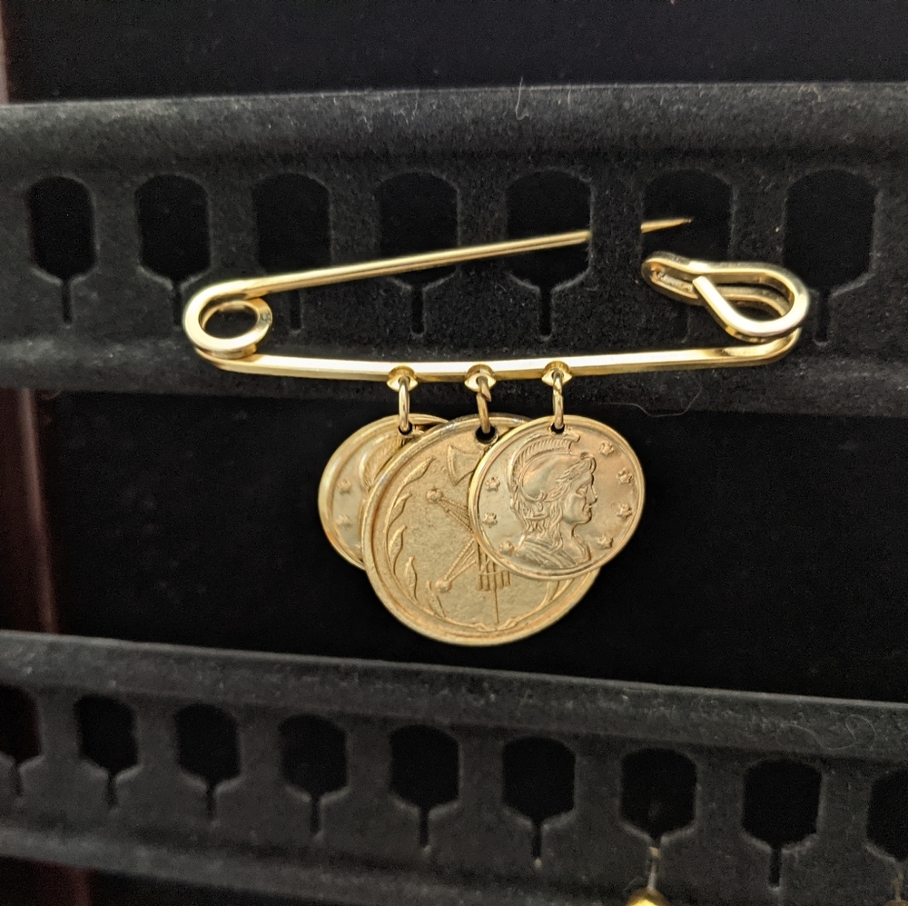 Costume Brooch Gold Coins